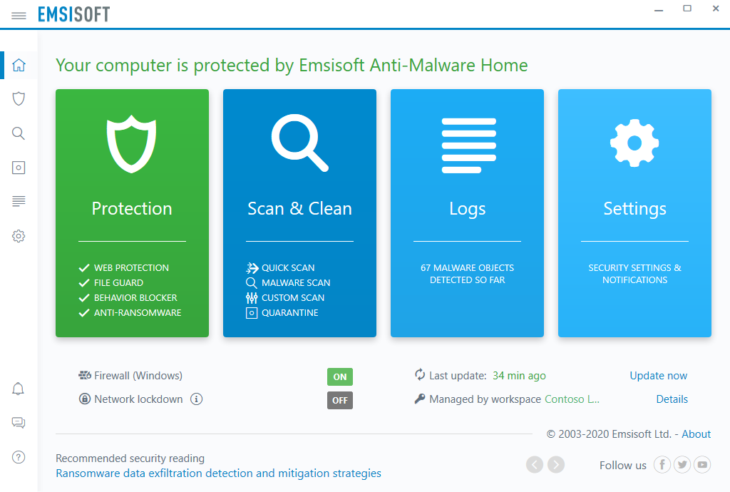 The new 'Web Protection' layer in Emsisoft