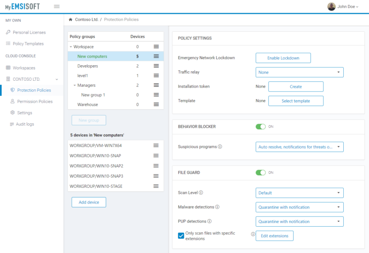 Create and apply policy settings for your teams