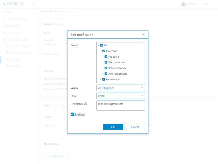 Configure notification settings