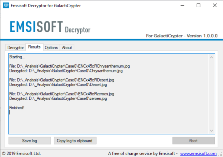 Successful decryption of GalactiCrypter